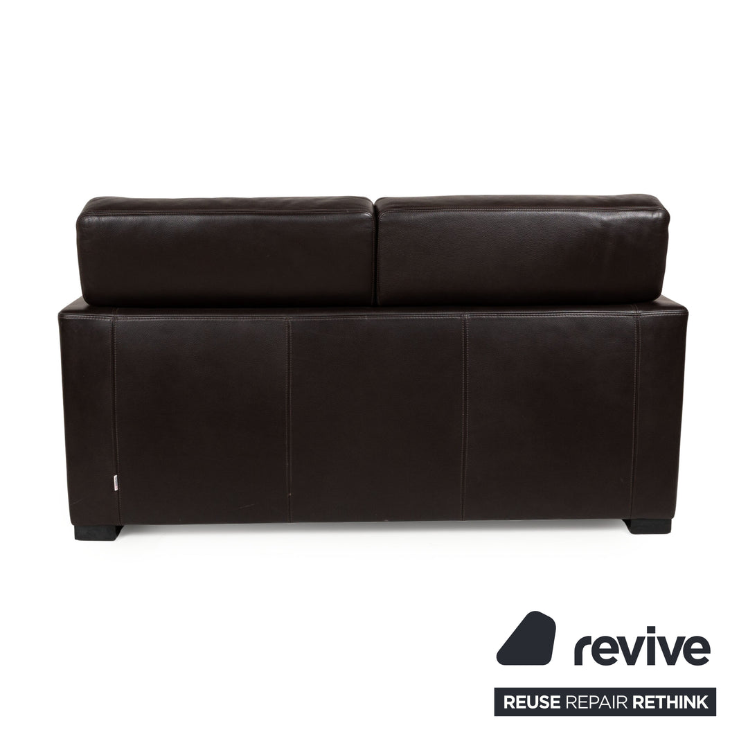 Brühl Francis Leather Two-Seater Brown Manual Function Sofa Couch