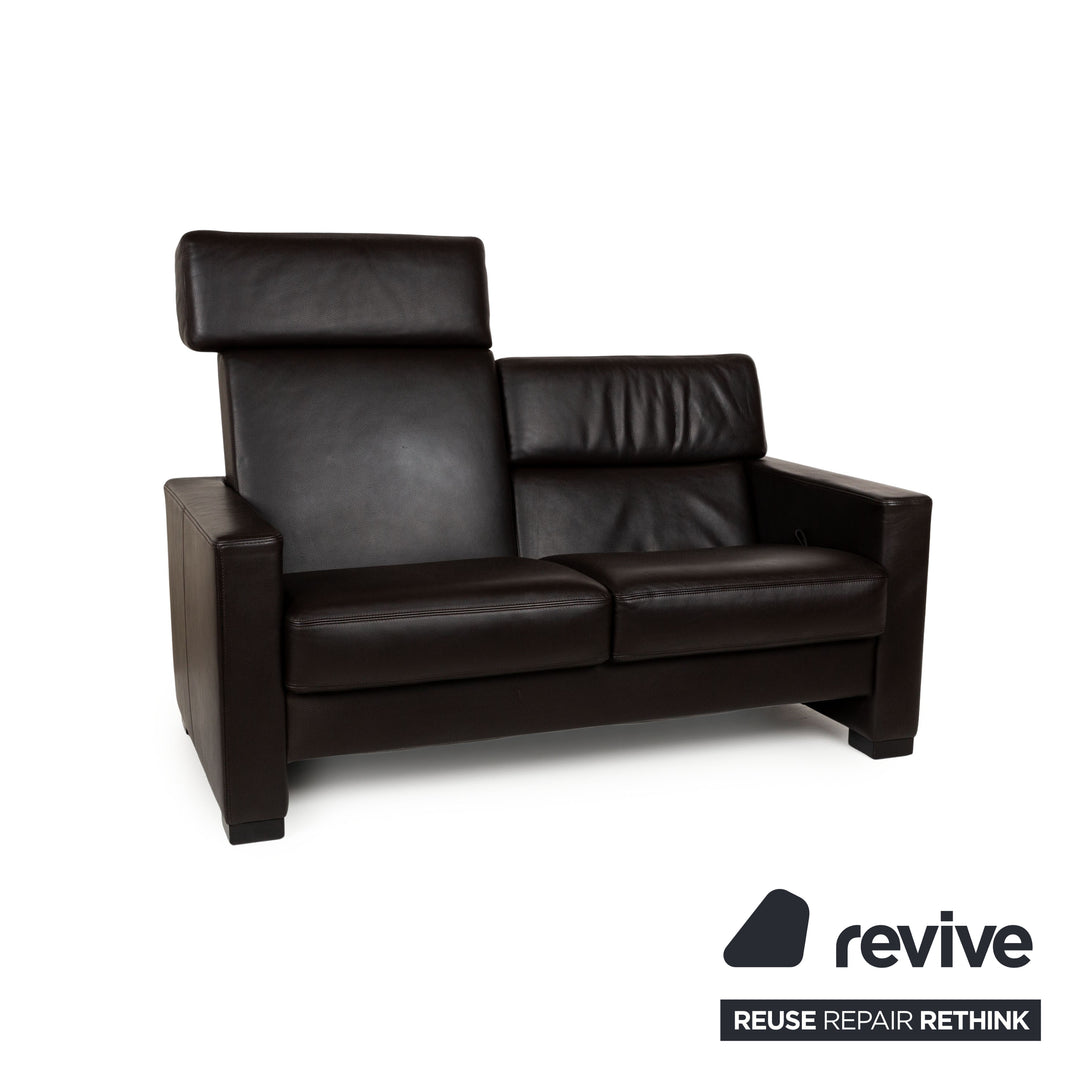 Brühl Francis Leather Two-Seater Brown Manual Function Sofa Couch