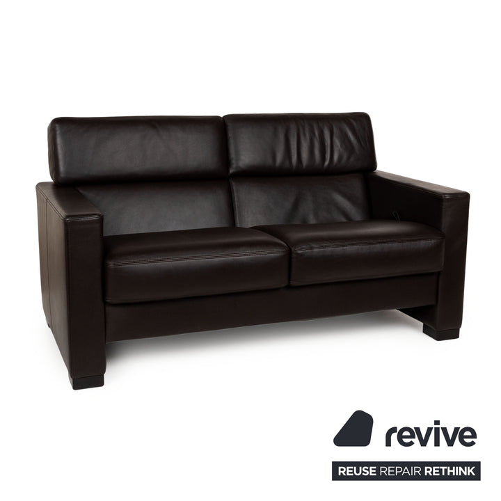 Brühl Francis Leather Two-Seater Brown Manual Function Sofa Couch