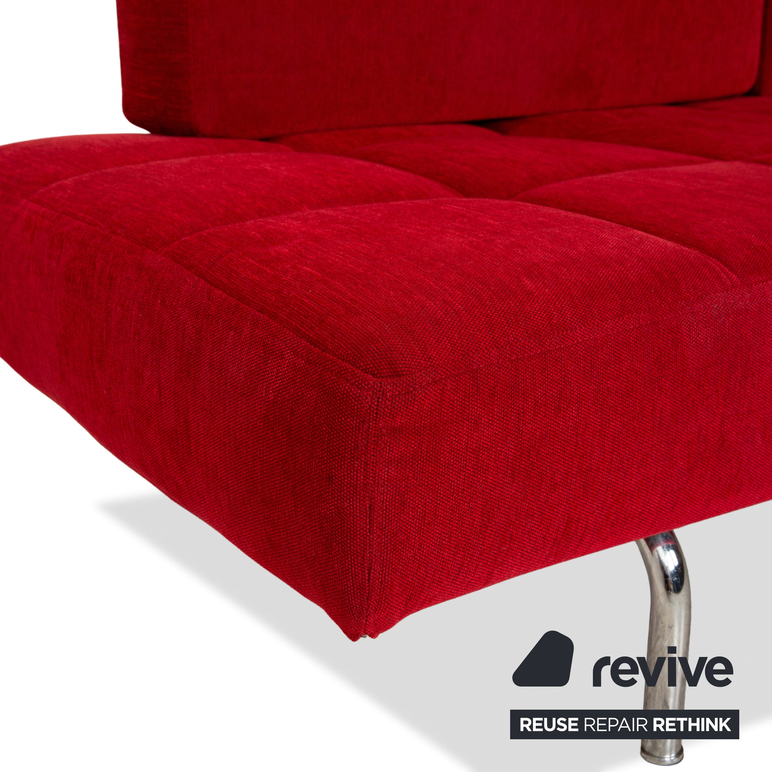 Chaise longue en tissu Brühl Jerry rouge fonction manuelle