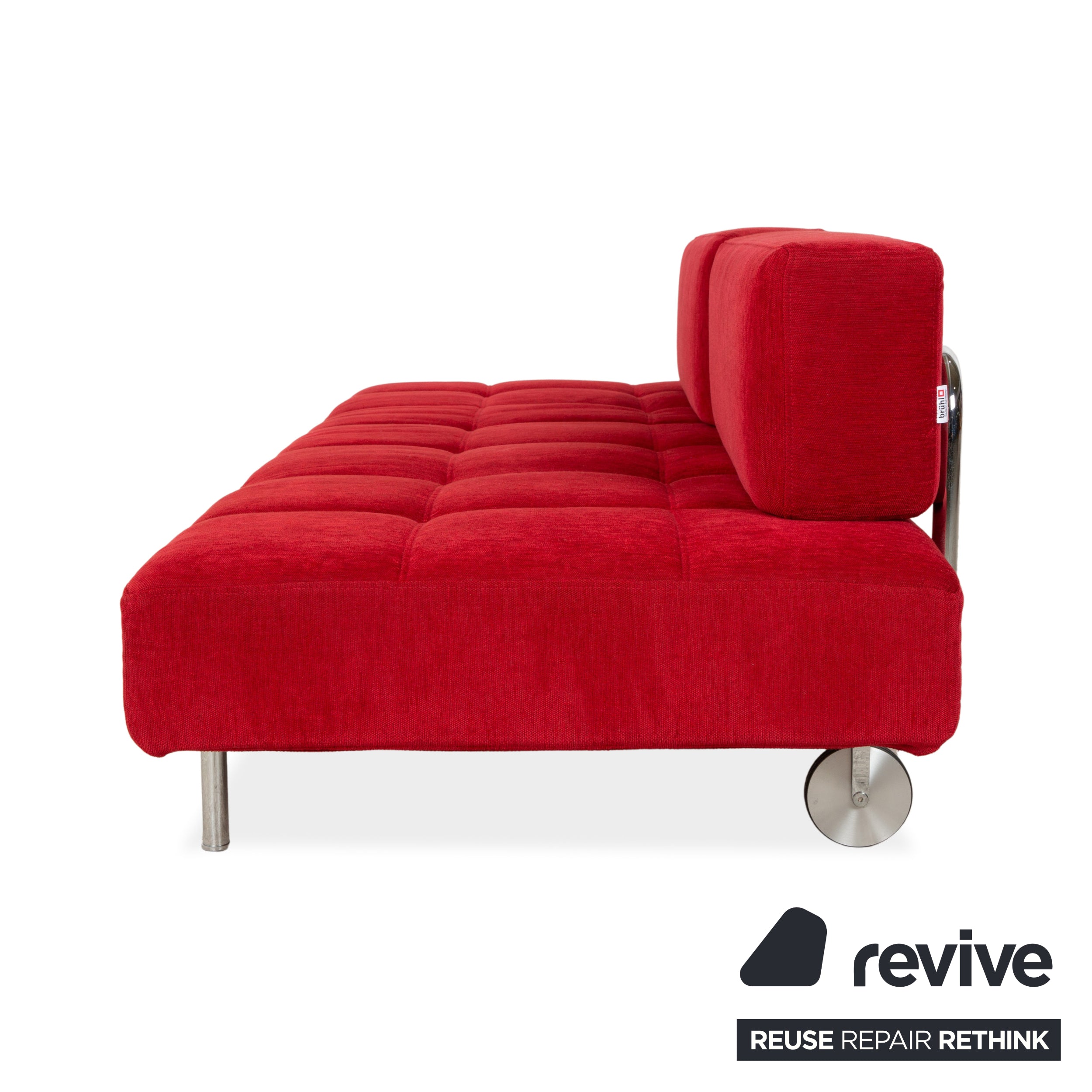 Chaise longue en tissu Brühl Jerry rouge fonction manuelle