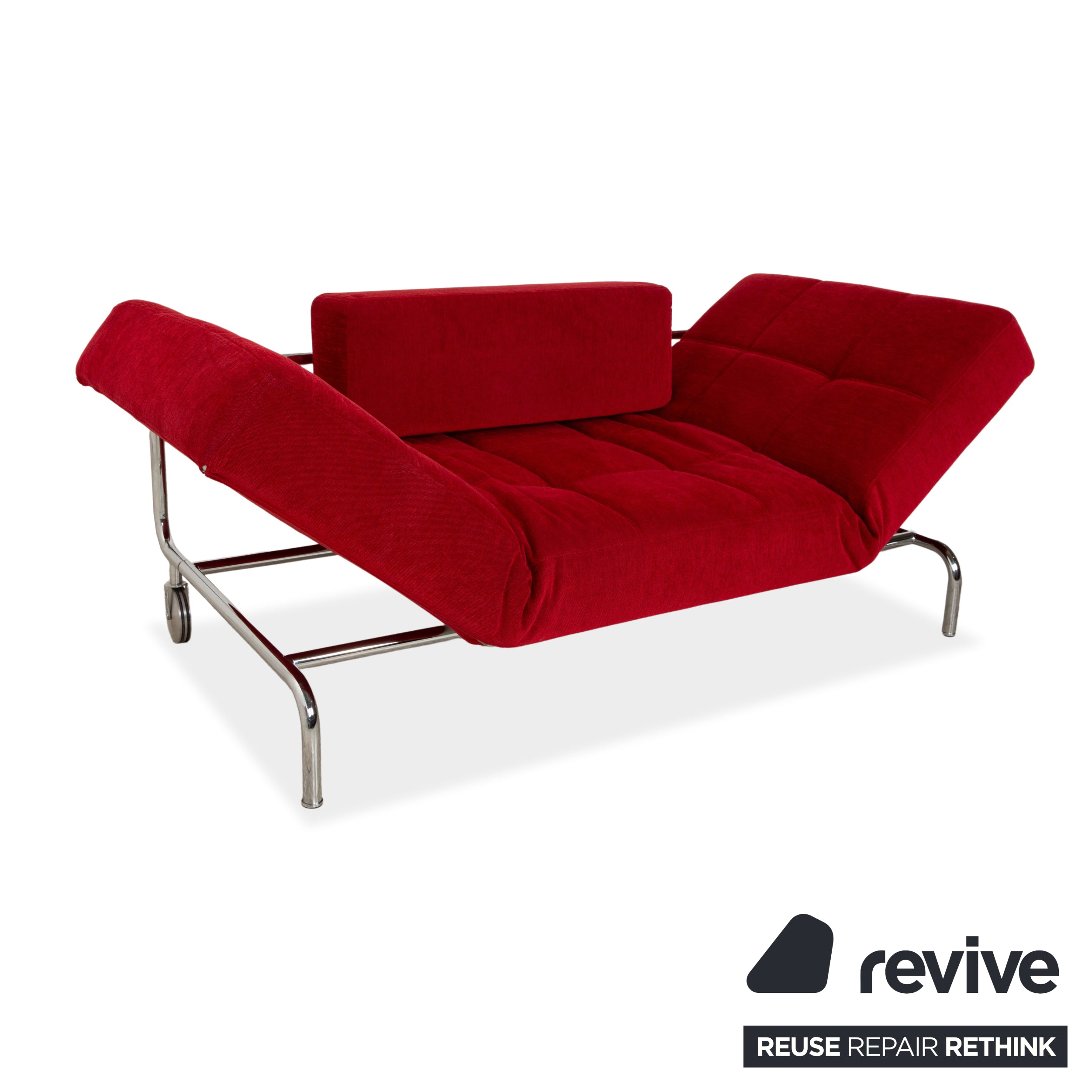 Chaise longue en tissu Brühl Jerry rouge fonction manuelle