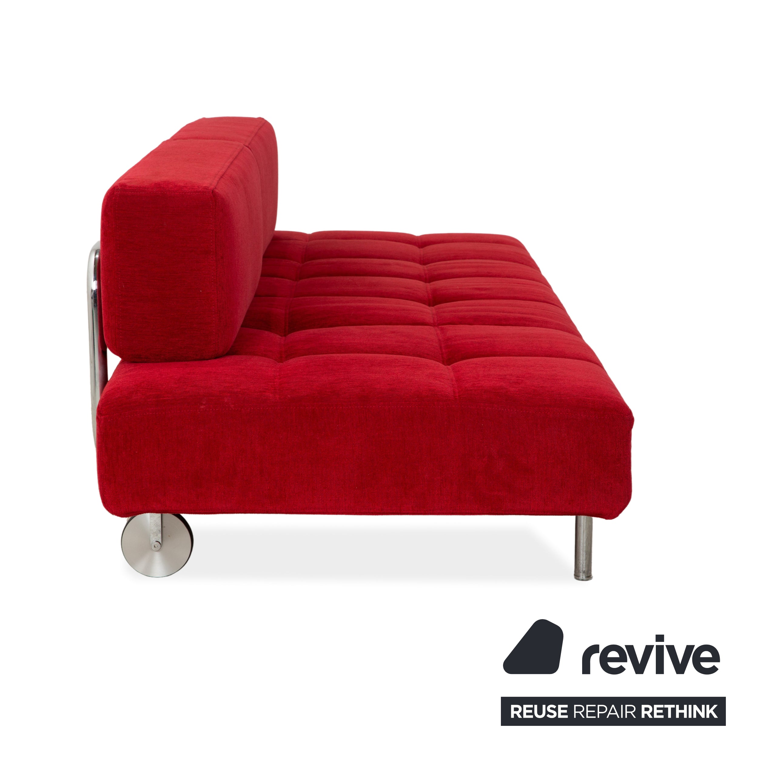 Chaise longue en tissu Brühl Jerry rouge fonction manuelle
