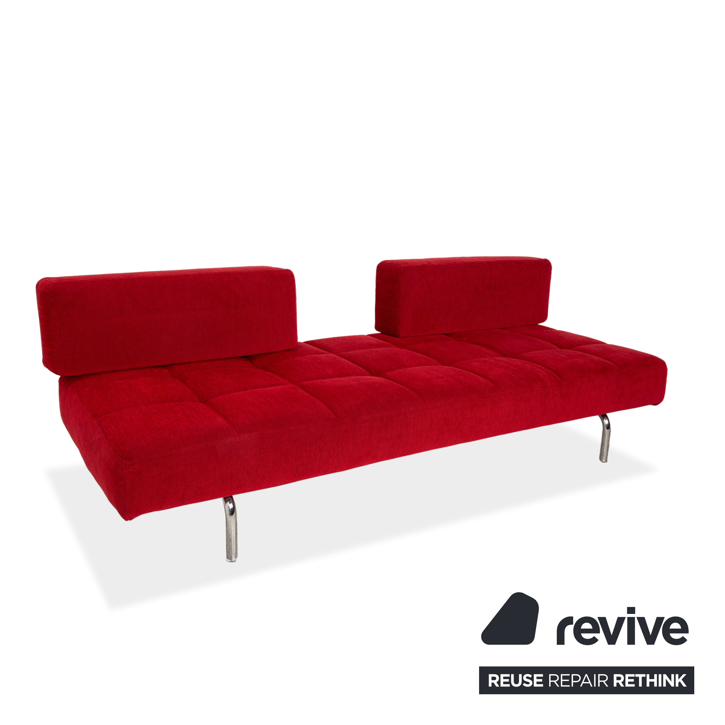 Chaise longue en tissu Brühl Jerry rouge fonction manuelle