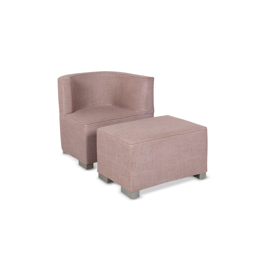 Fauteuil en tissu Brühl Jo rose avec tabouret