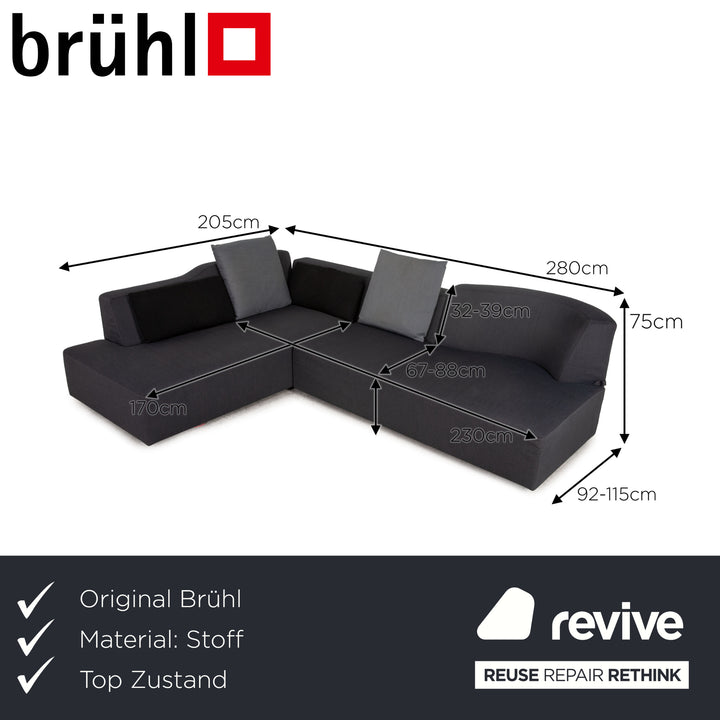 Brühl Lady Bug Small Fabric Corner Sofa Gray Sofa Couch