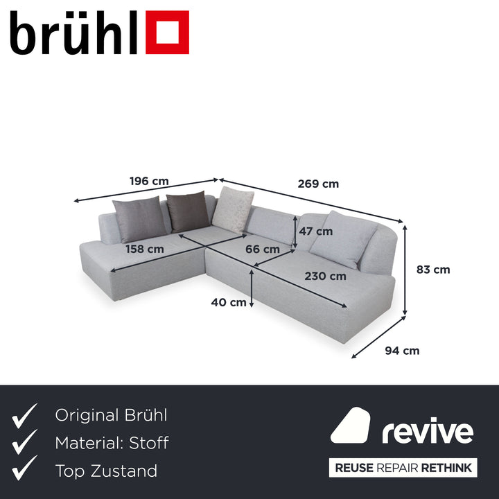 Brühl Lady Bug Canapé d'angle en tissu gris avec fonction manuelle