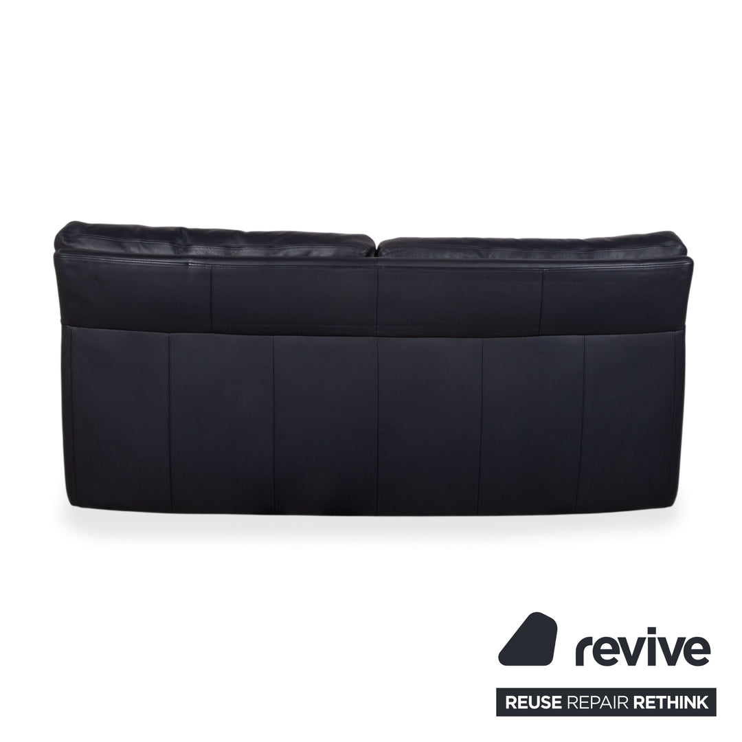 Brühl Leder Dreisitzer Schwarz Dunkelblau Sofa Couch