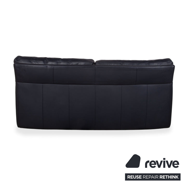 Brühl Leder Dreisitzer Schwarz Dunkelblau Sofa Couch