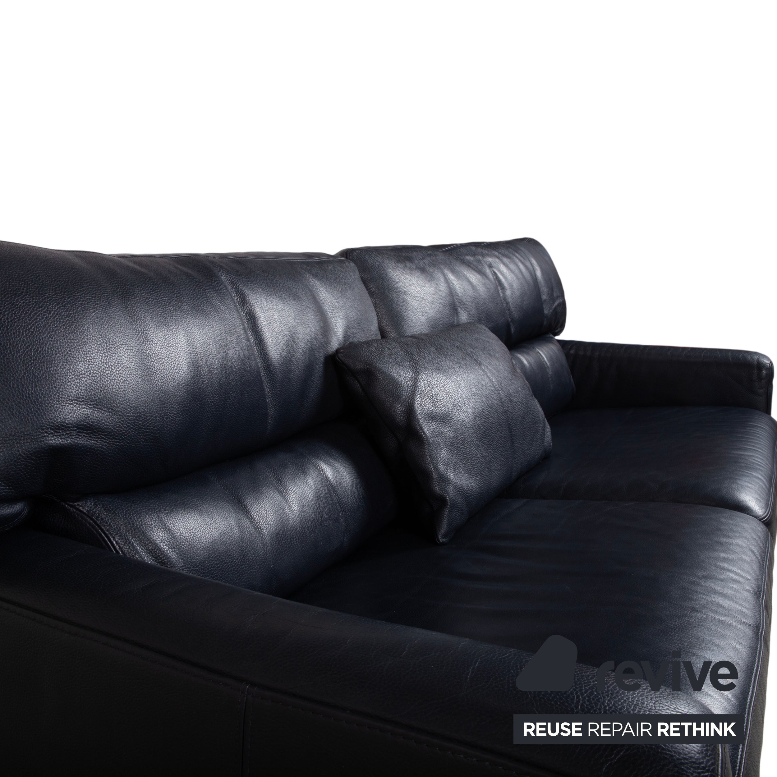 Brühl Leder Dreisitzer Schwarz Dunkelblau Sofa Couch
