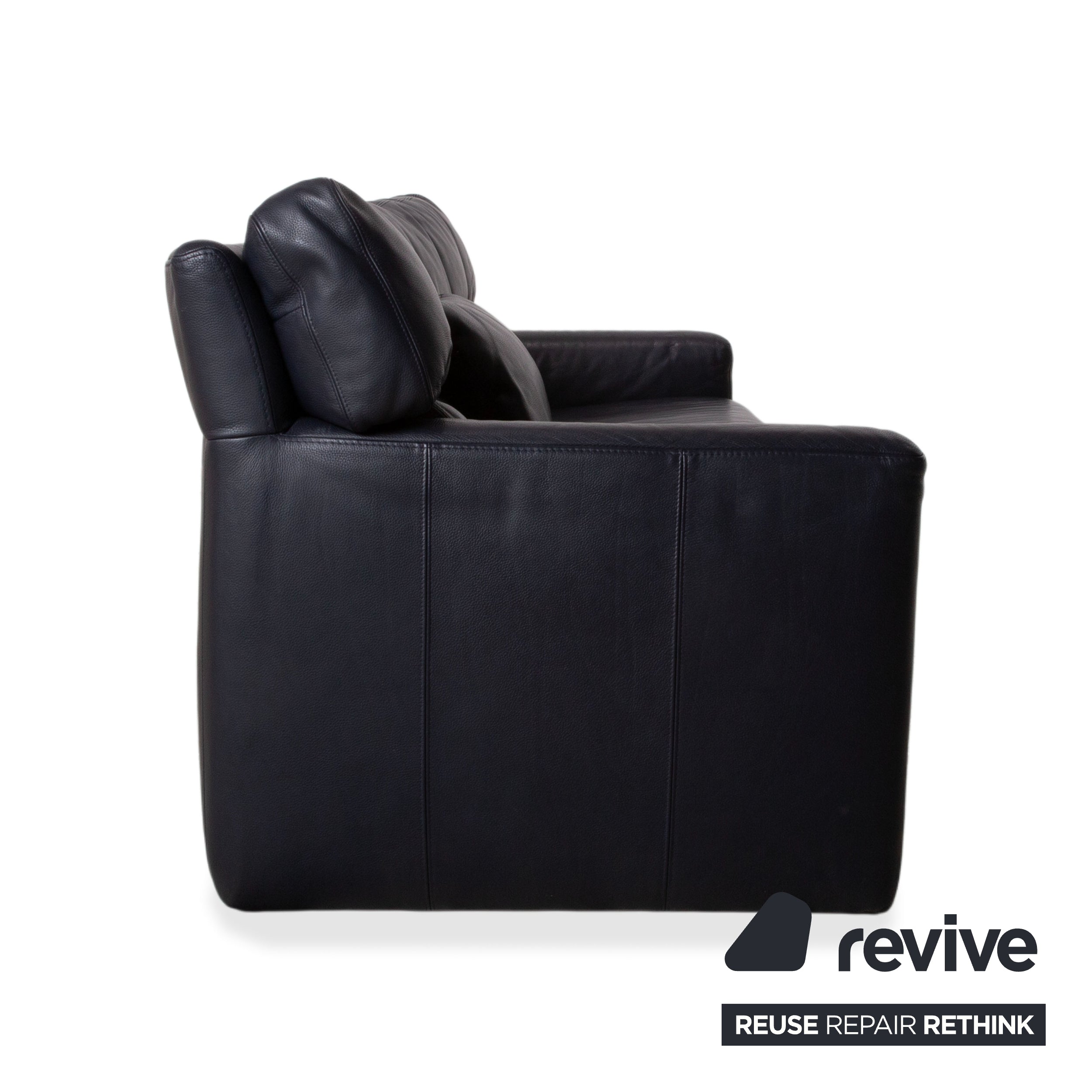 Brühl Leder Dreisitzer Schwarz Dunkelblau Sofa Couch