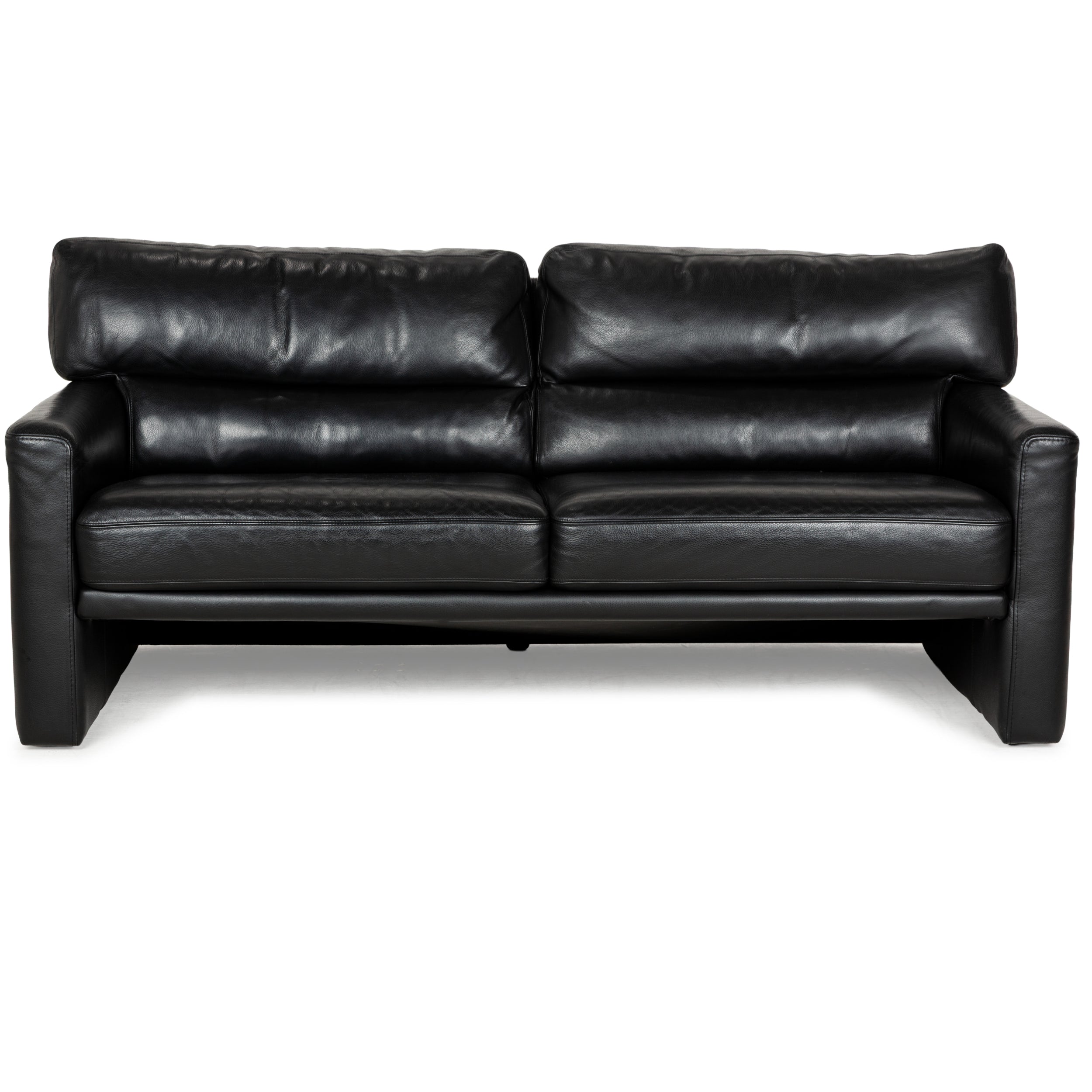 Brühl Leather Three Seater Black Sofa Couch