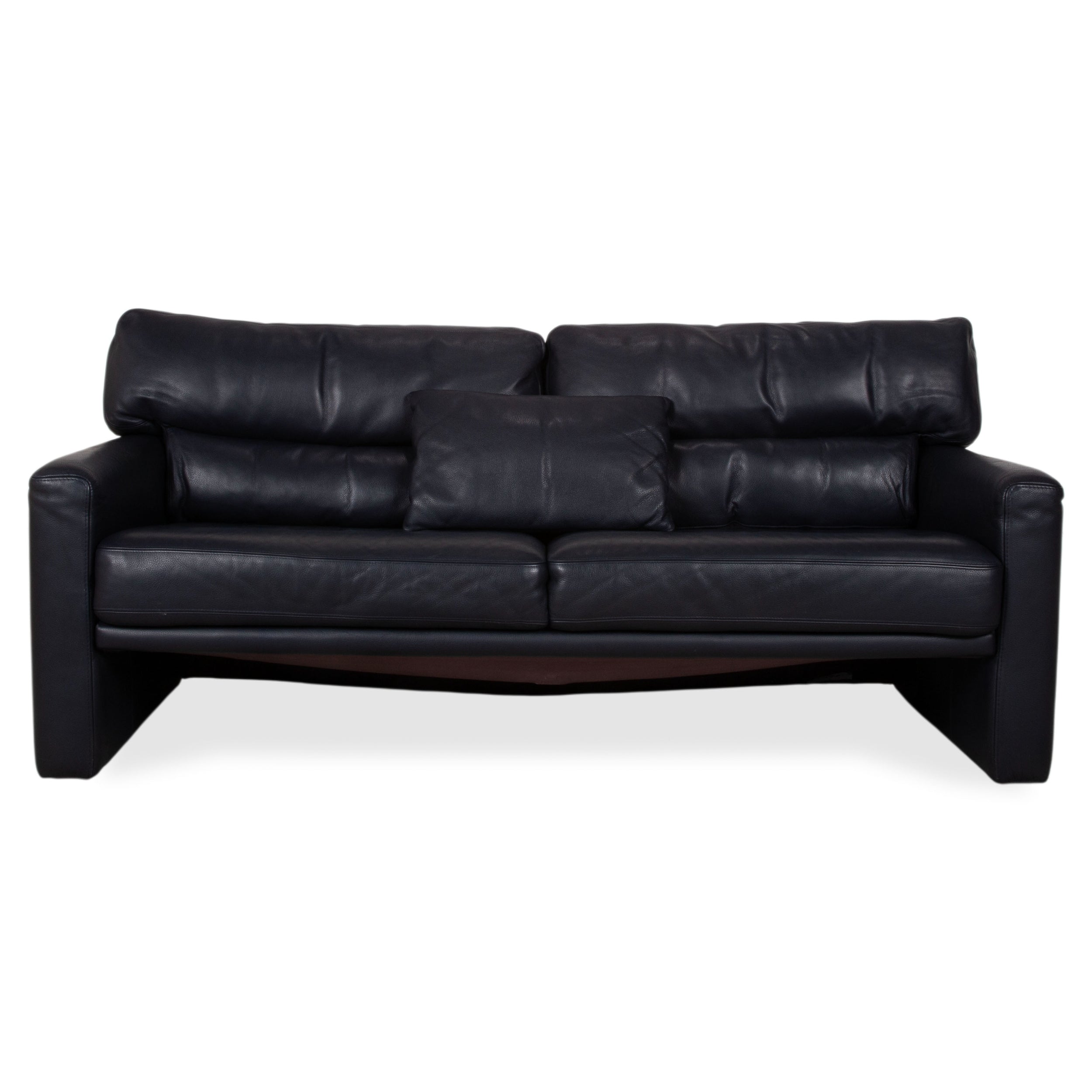 Brühl Leder Dreisitzer Schwarz Dunkelblau Sofa Couch
