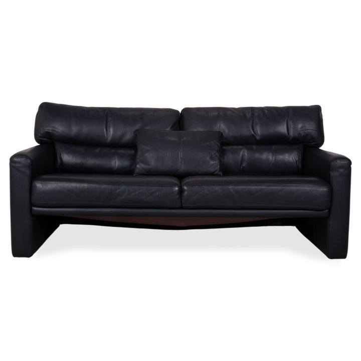 Brühl Leder Dreisitzer Schwarz Dunkelblau Sofa Couch