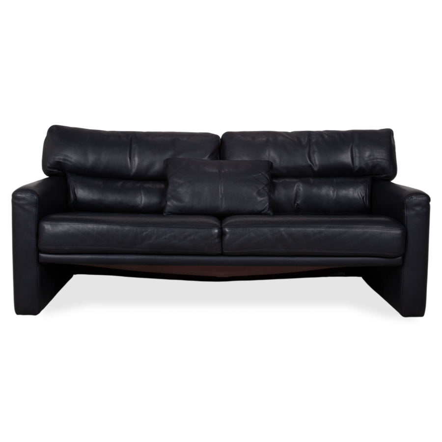 Brühl Leder Dreisitzer Schwarz Dunkelblau Sofa Couch