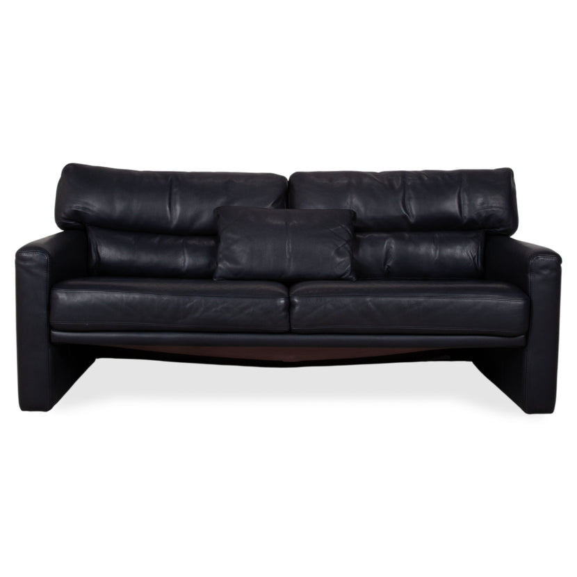 Brühl Leder Dreisitzer Schwarz Dunkelblau Sofa Couch