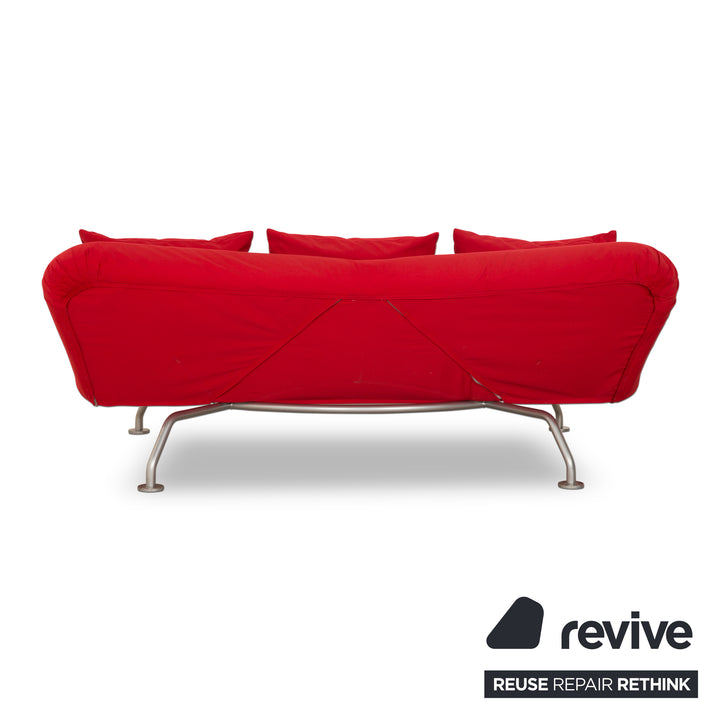 Brühl More fabric two-seater red sofa couch manual sleeping function