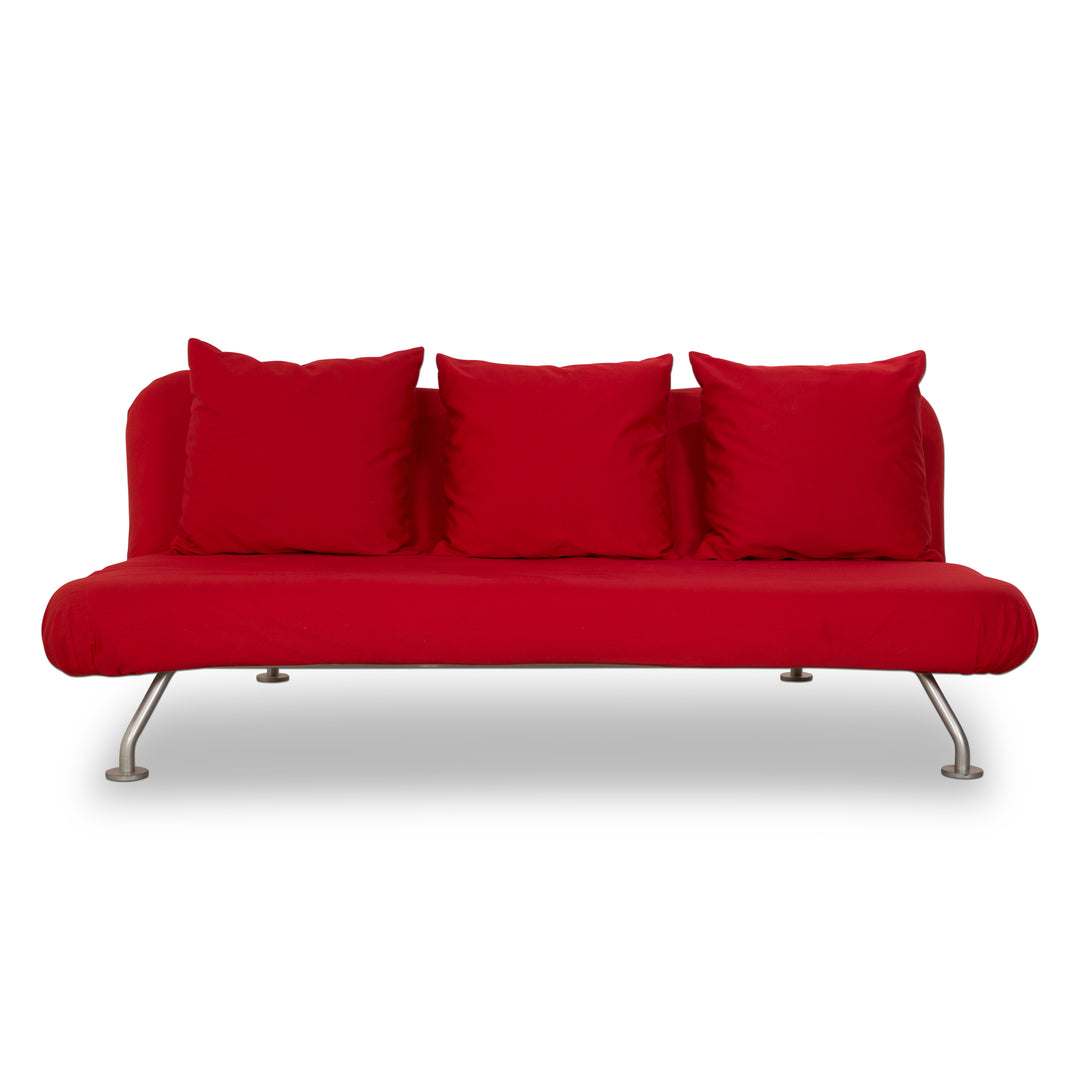 Brühl More Stoff Zweisitzer Rot Sofa Couch manuelle Schlaffunktion
