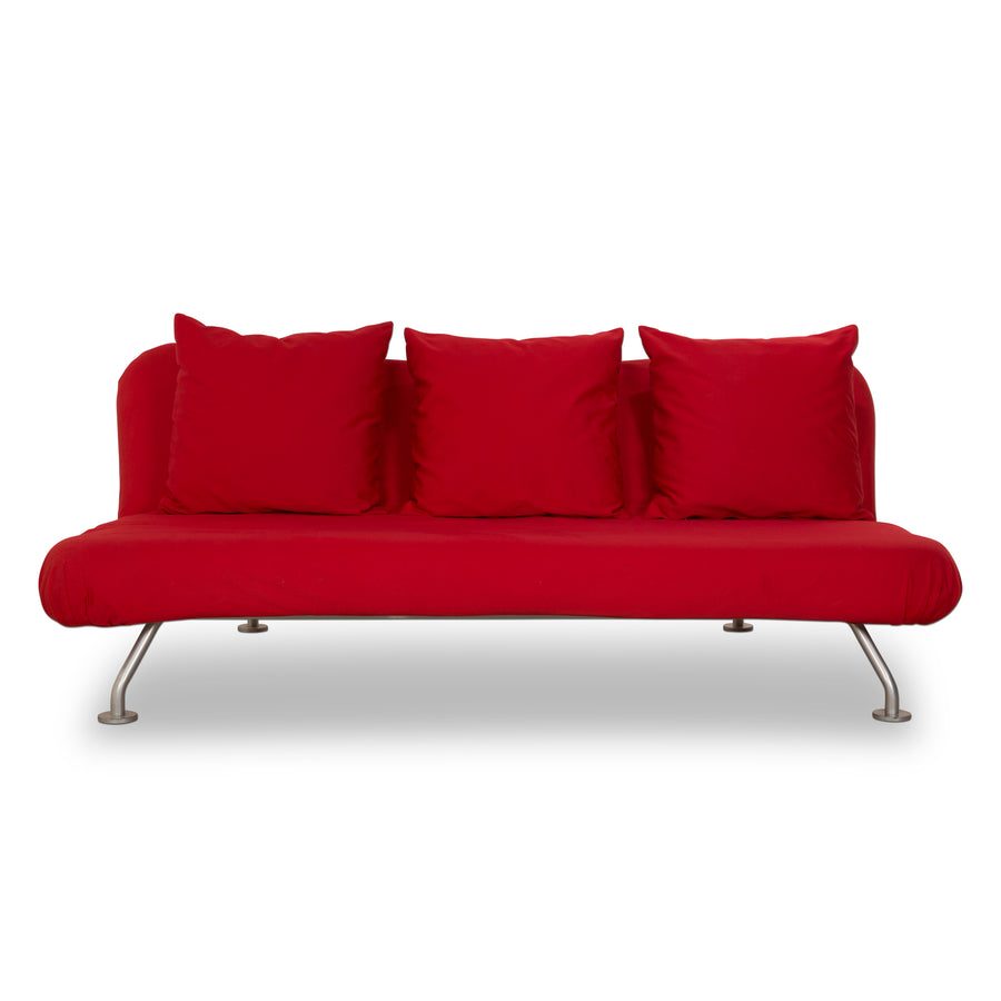 Brühl More fabric two-seater red sofa couch manual sleeping function