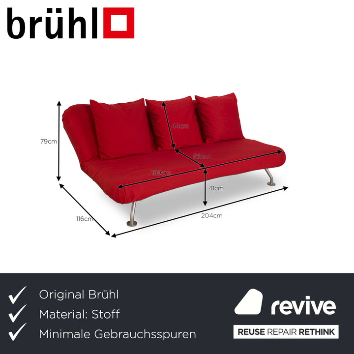 Brühl More Stoff Zweisitzer Rot Sofa Couch manuelle Schlaffunktion
