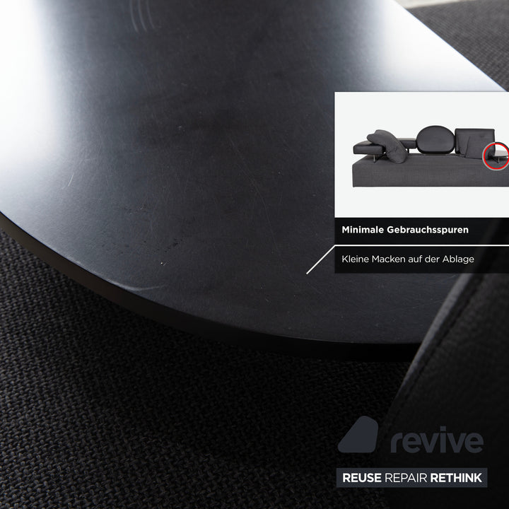 Canapé deux places Brühl Mosspink en tissu et cuir gris, fonction manuelle