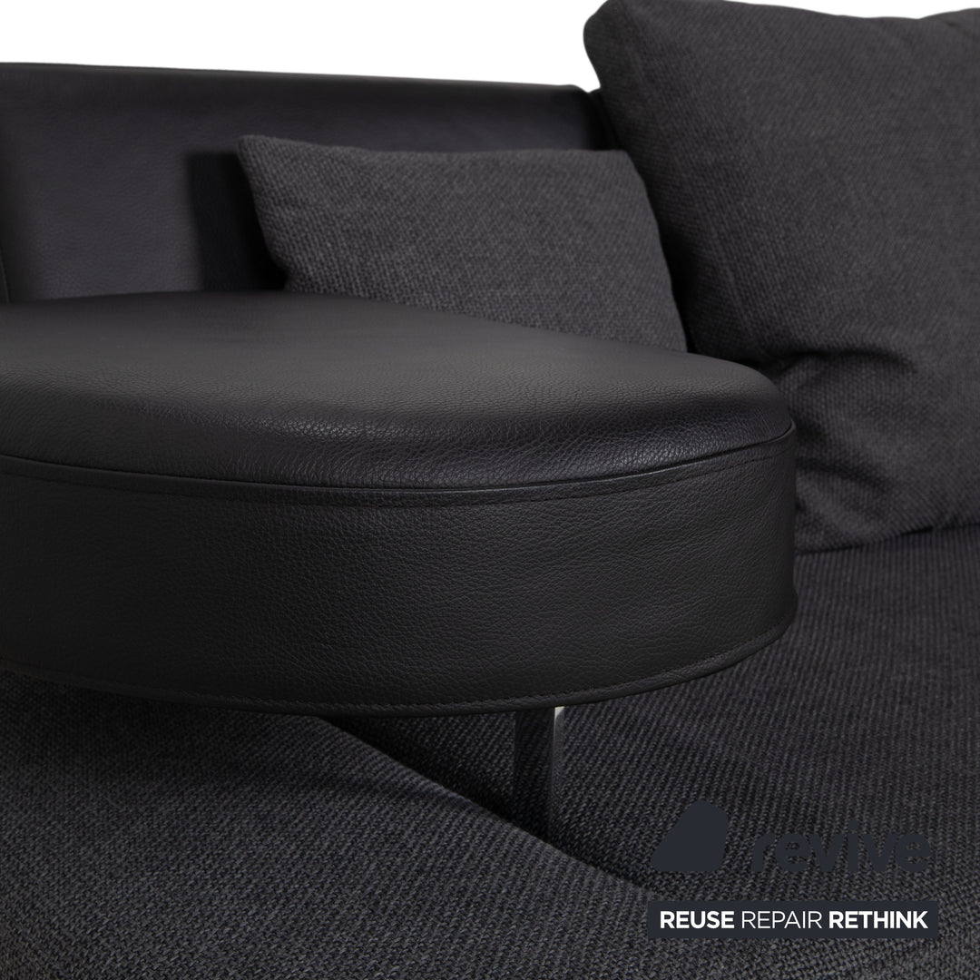 Brühl Mosspink fabric leather two-seater sofa grey couch manual function