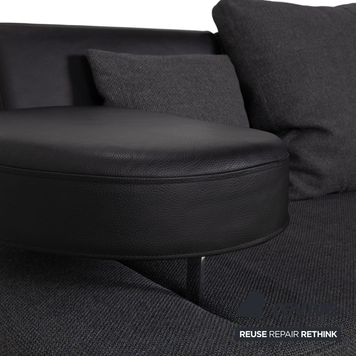 Brühl Mosspink fabric leather two-seater sofa grey couch manual function