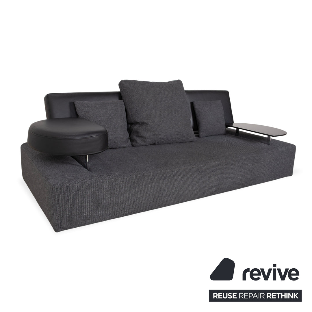 Brühl Mosspink fabric leather two-seater sofa grey couch manual function