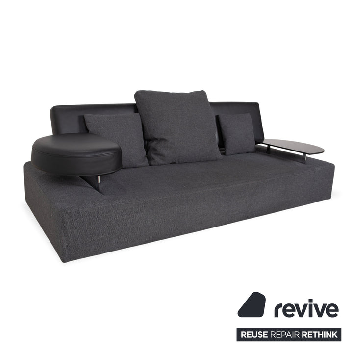 Brühl Mosspink fabric leather two-seater sofa grey couch manual function