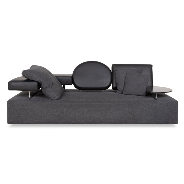 Brühl Mosspink fabric leather two-seater sofa grey couch manual function