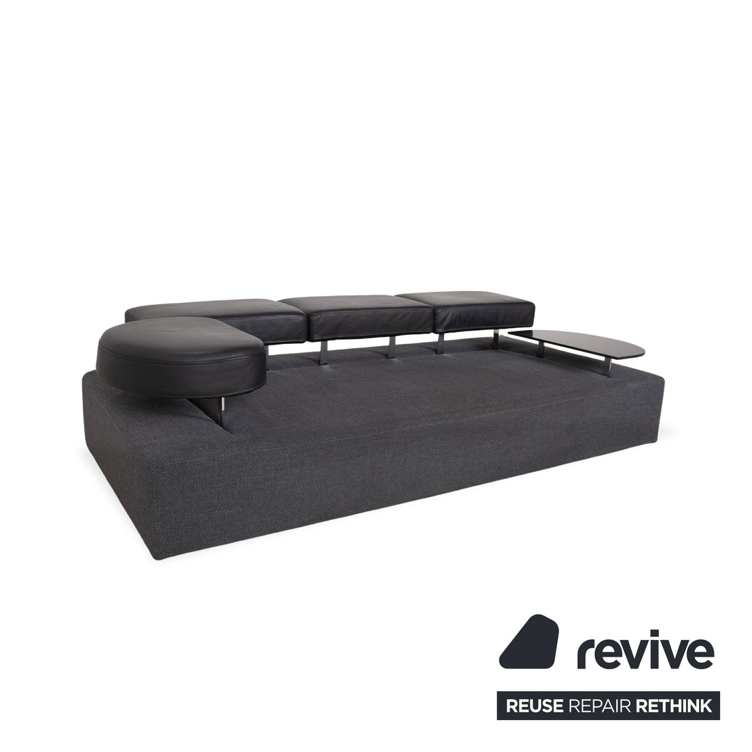 Brühl Mosspink fabric leather two-seater sofa grey couch manual function
