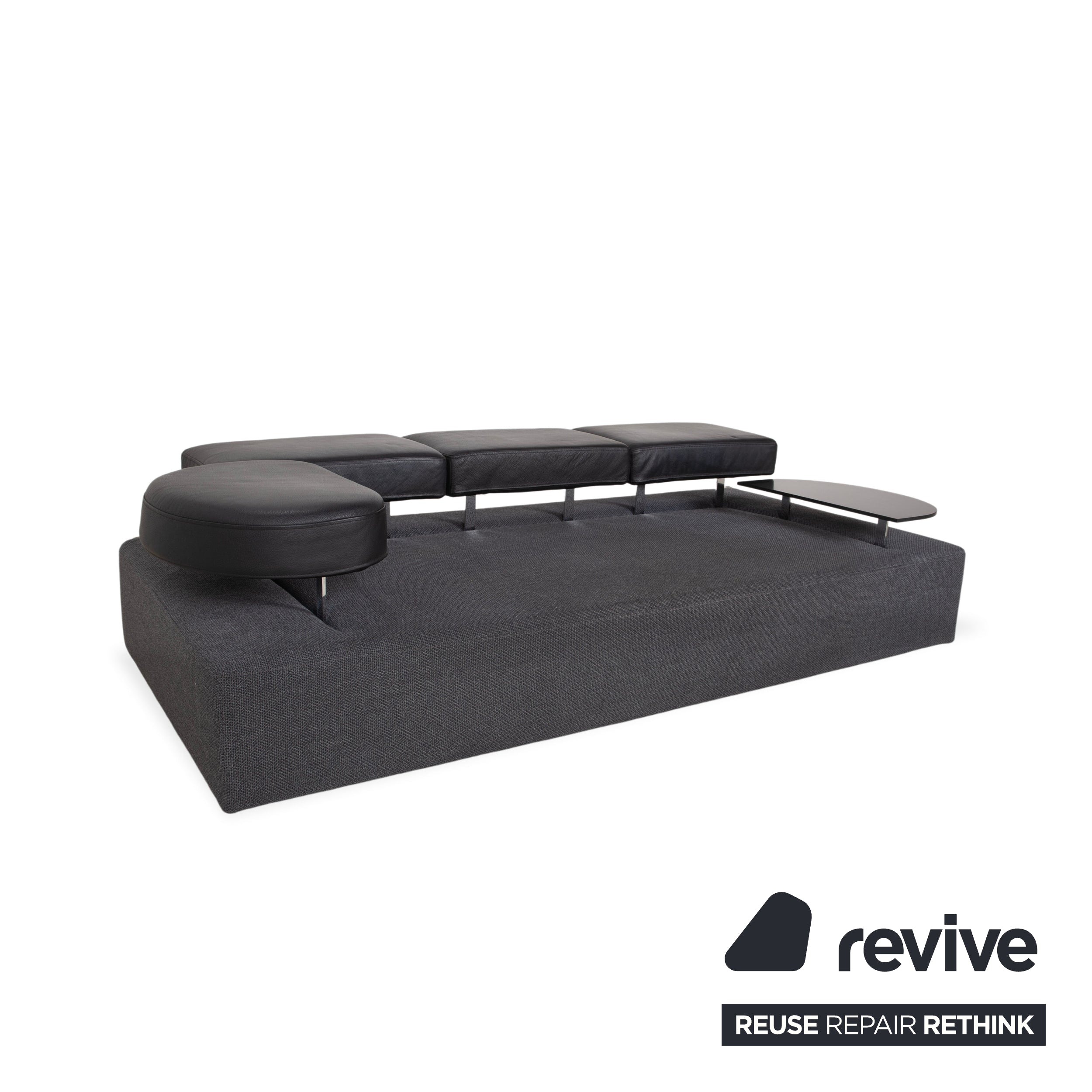 Brühl Mosspink Stoff Leder Zweisitzer Grau Sofa Couch manuelle Funktion