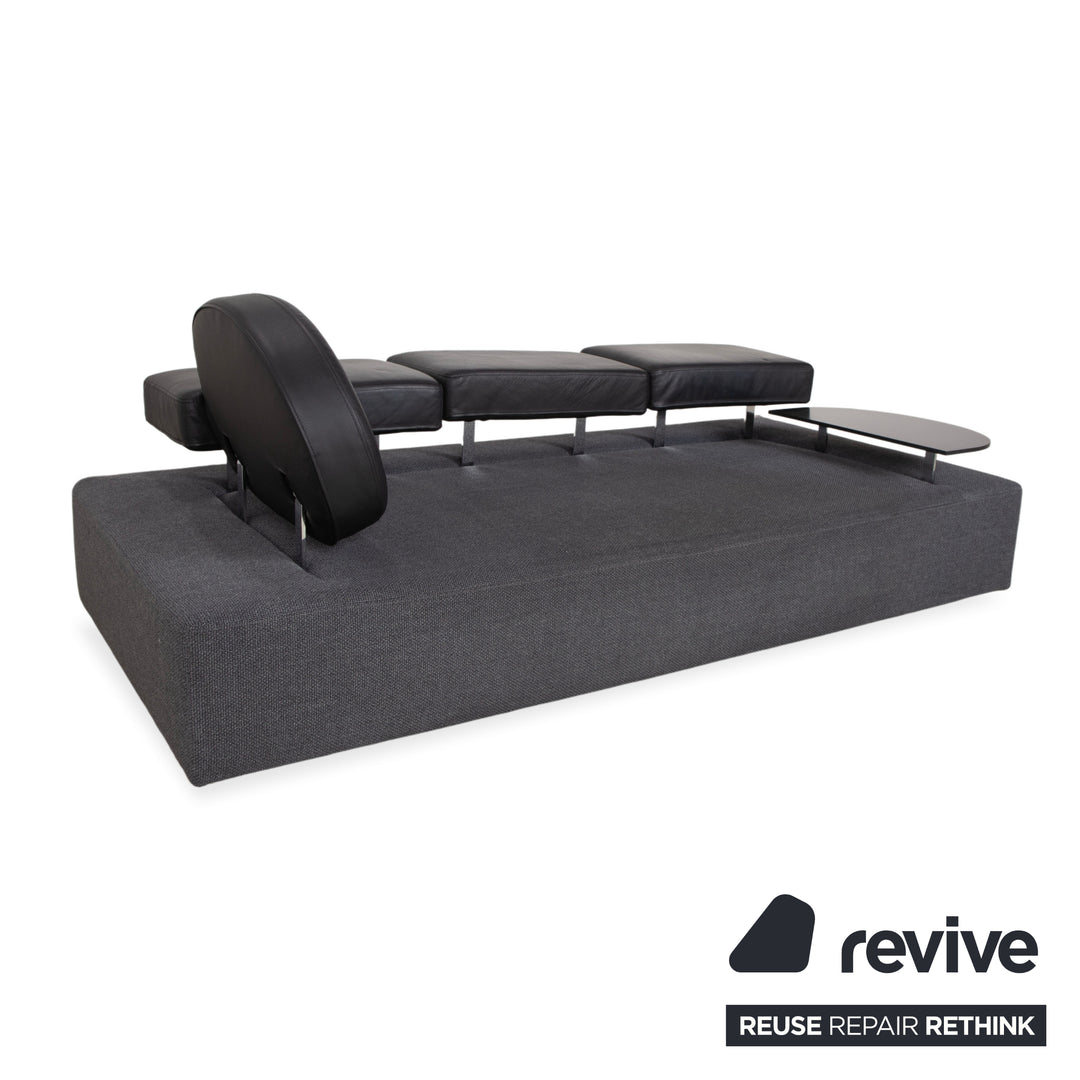 Brühl Mosspink Stoff Leder Zweisitzer Grau Sofa Couch manuelle Funktion