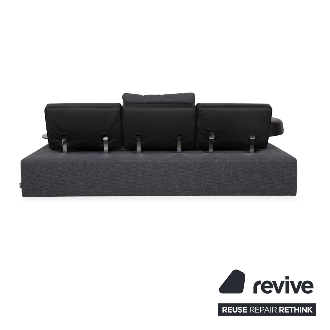 Brühl Mosspink Stoff Leder Zweisitzer Grau Sofa Couch manuelle Funktion