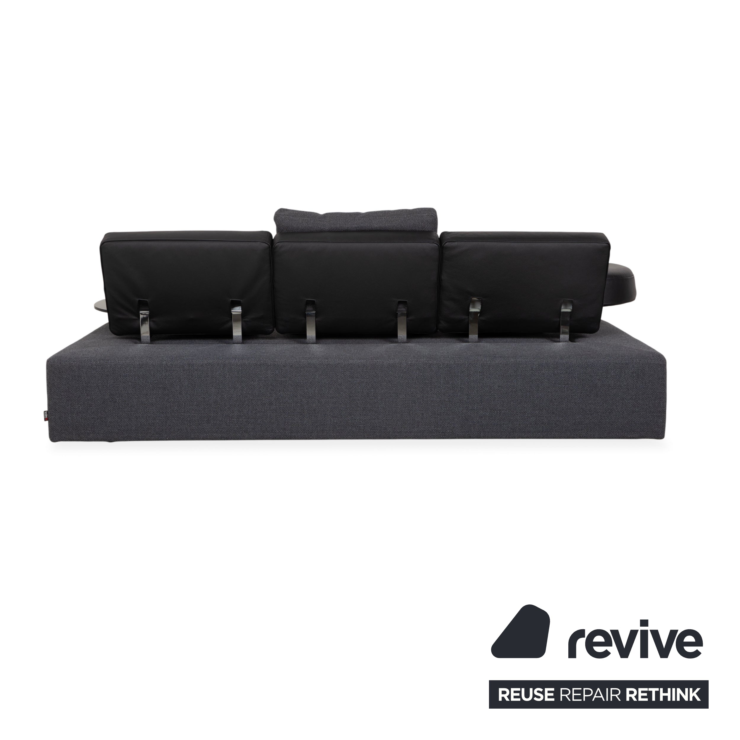 Brühl Mosspink Stoff Leder Zweisitzer Grau Sofa Couch manuelle Funktion