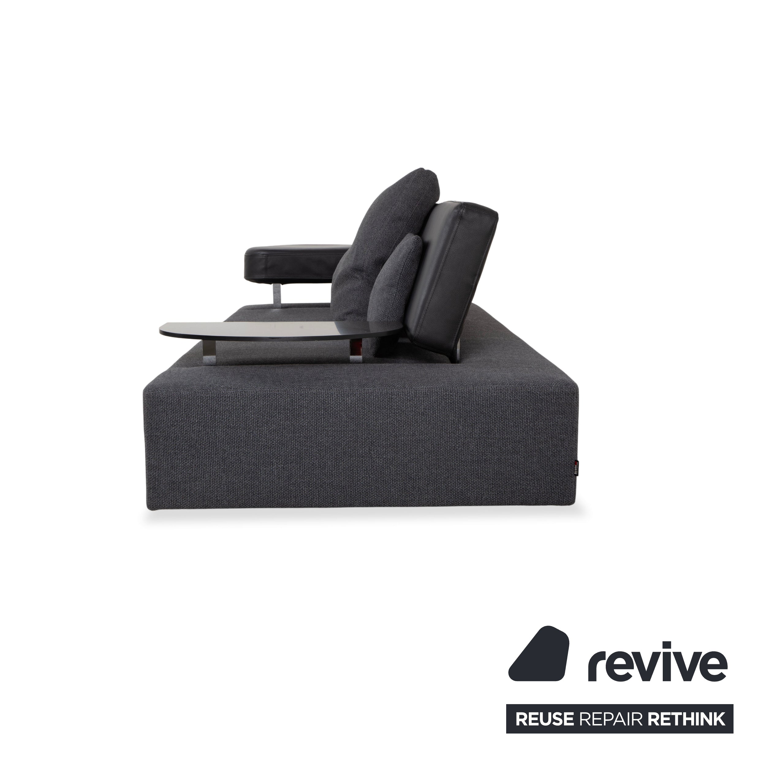 Brühl Mosspink Stoff Leder Zweisitzer Grau Sofa Couch manuelle Funktion