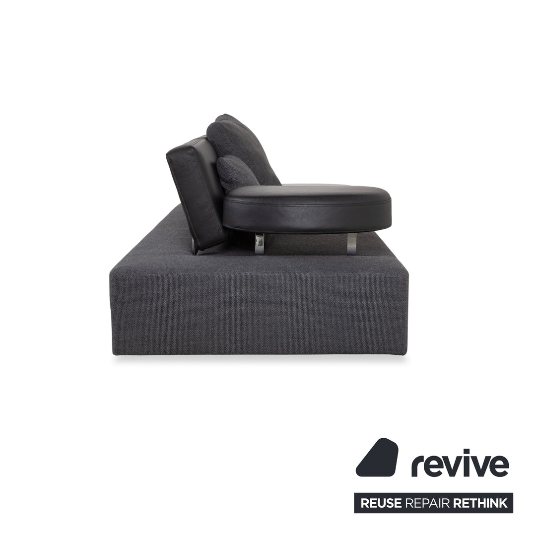 Brühl Mosspink Stoff Leder Zweisitzer Grau Sofa Couch manuelle Funktion