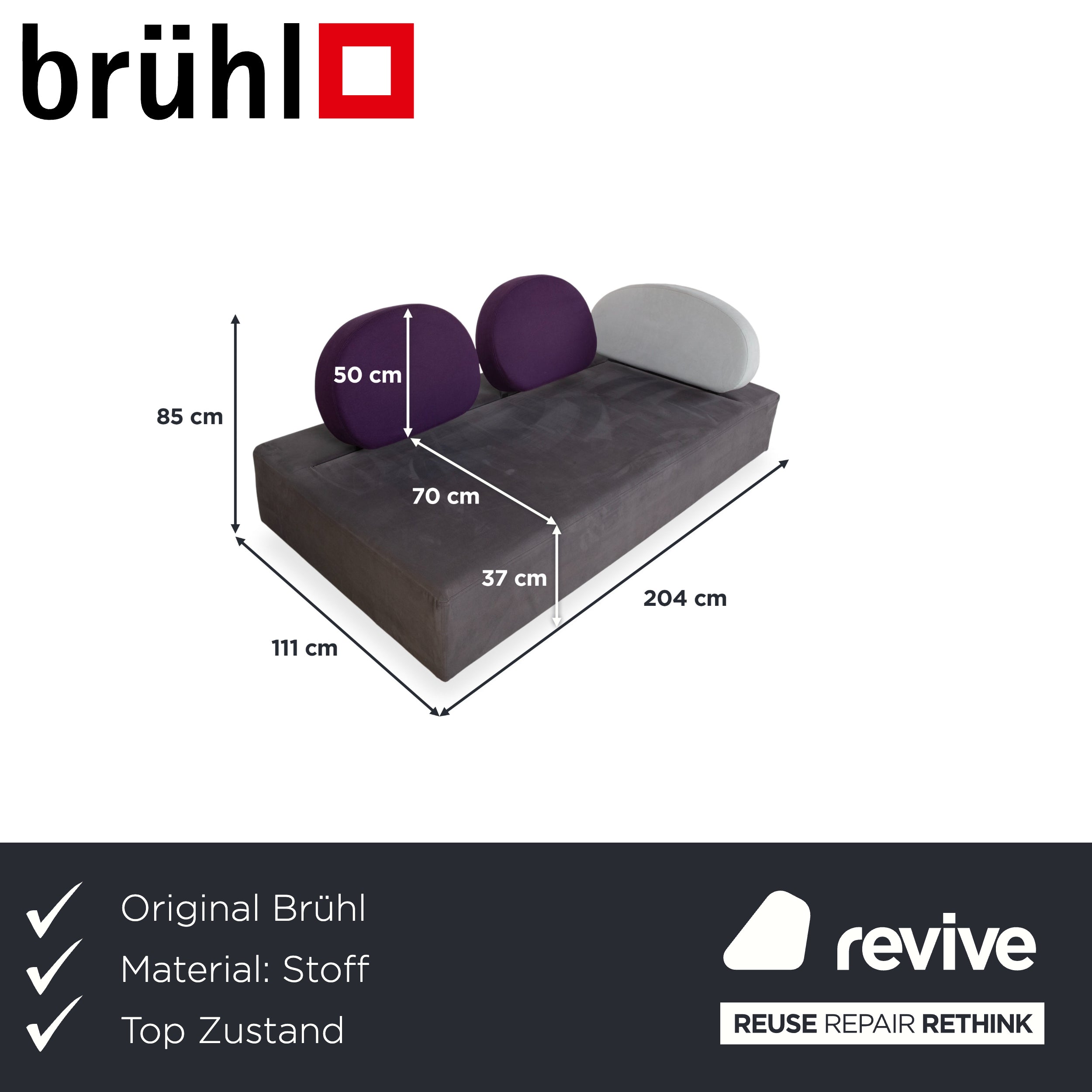 Brühl Mosspink Zweisitzer Stoff Leder Grau Anthrazit Violett bunt Sofa Couch manuelle Funktion