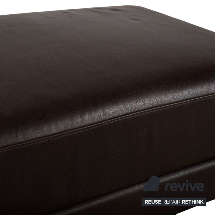 Brühl Moule Garnitur Leder Ecksofa Hocker Braun Chrom Sofa Couch manuelle Funktion