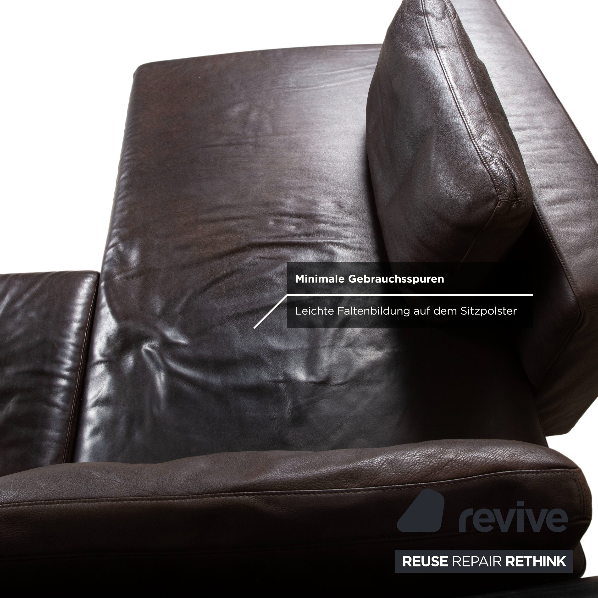 Brühl Moule Garnitur Leder Ecksofa Hocker Braun Chrom Sofa Couch manuelle Funktion