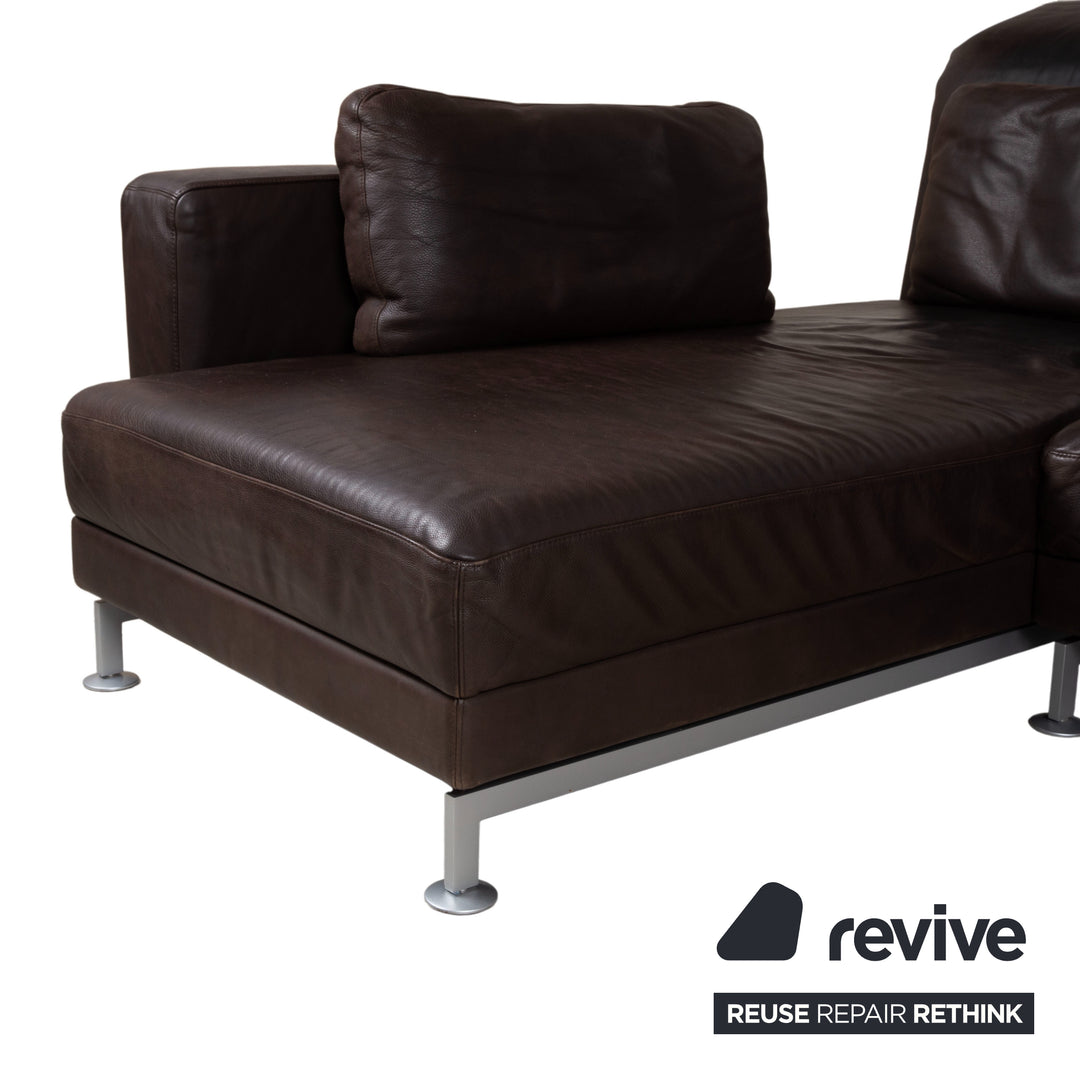 Brühl Moule ensemble cuir canapé d'angle pouf marron chrome canapé fonction manuelle