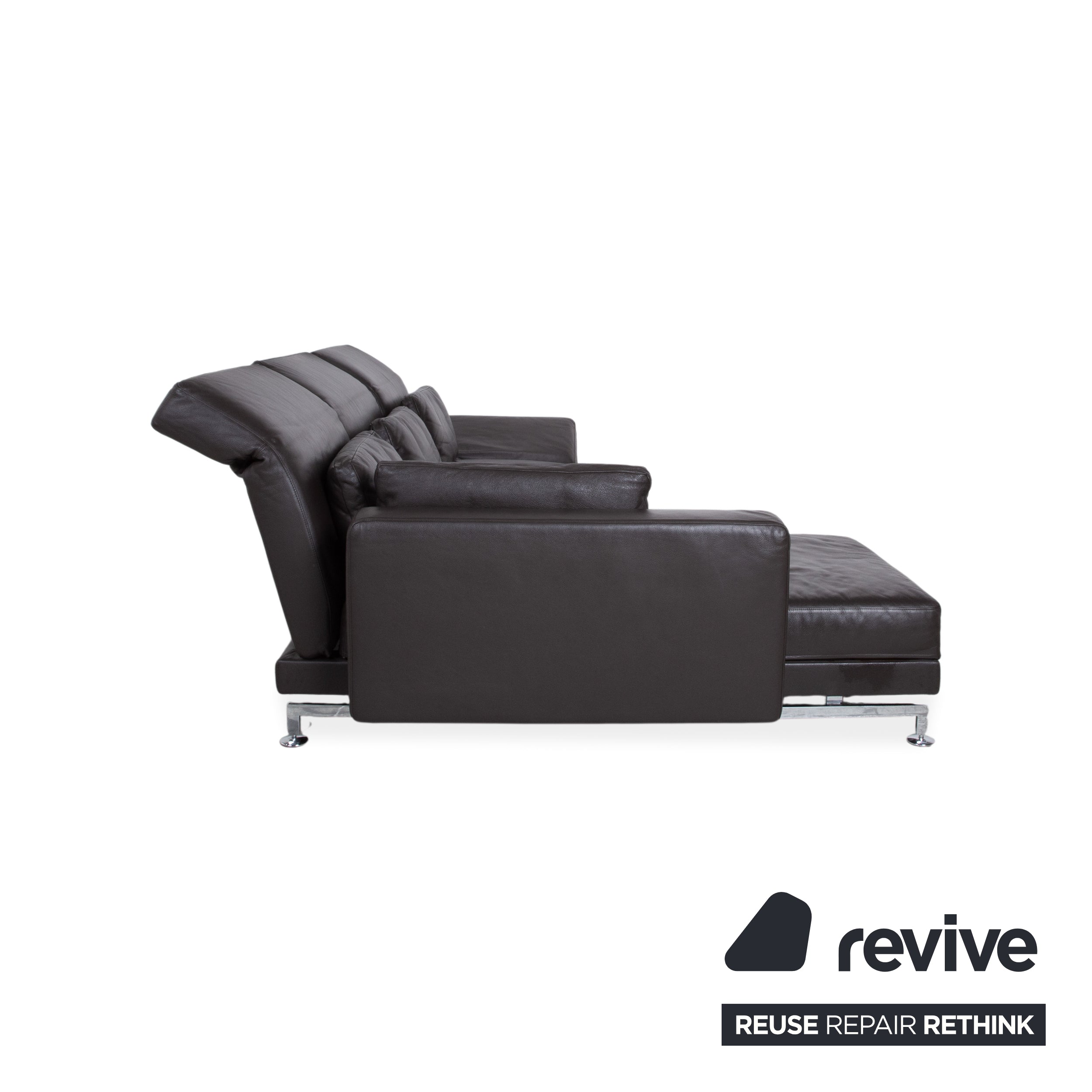 Brühl Moule Leather Chrome Corner Sofa Brown Sofa Couch Function