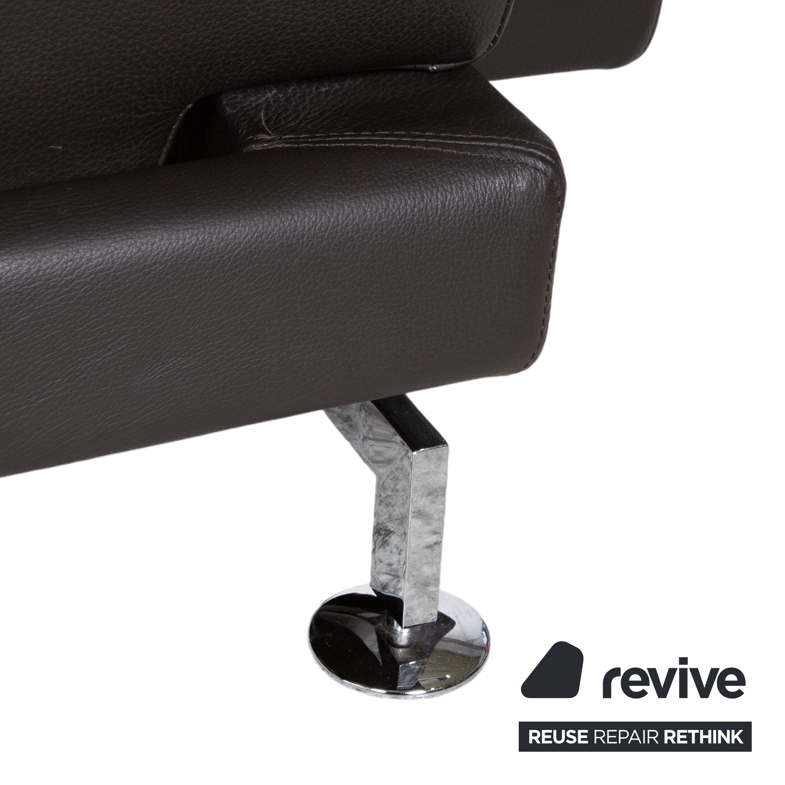 Brühl Moule Leather Chrome Corner Sofa Brown Sofa Couch Function