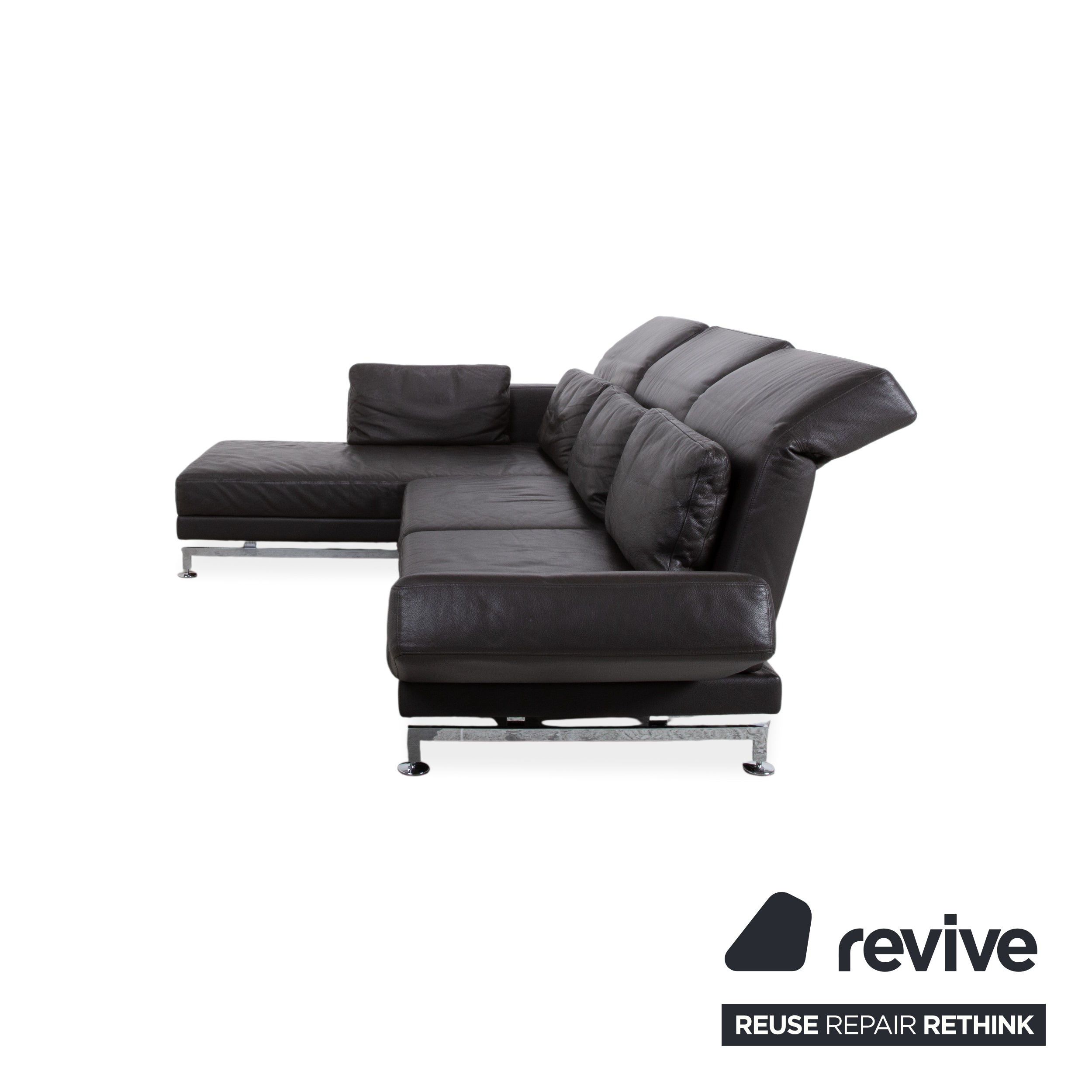 Brühl Moule Leather Chrome Corner Sofa Brown Sofa Couch Function