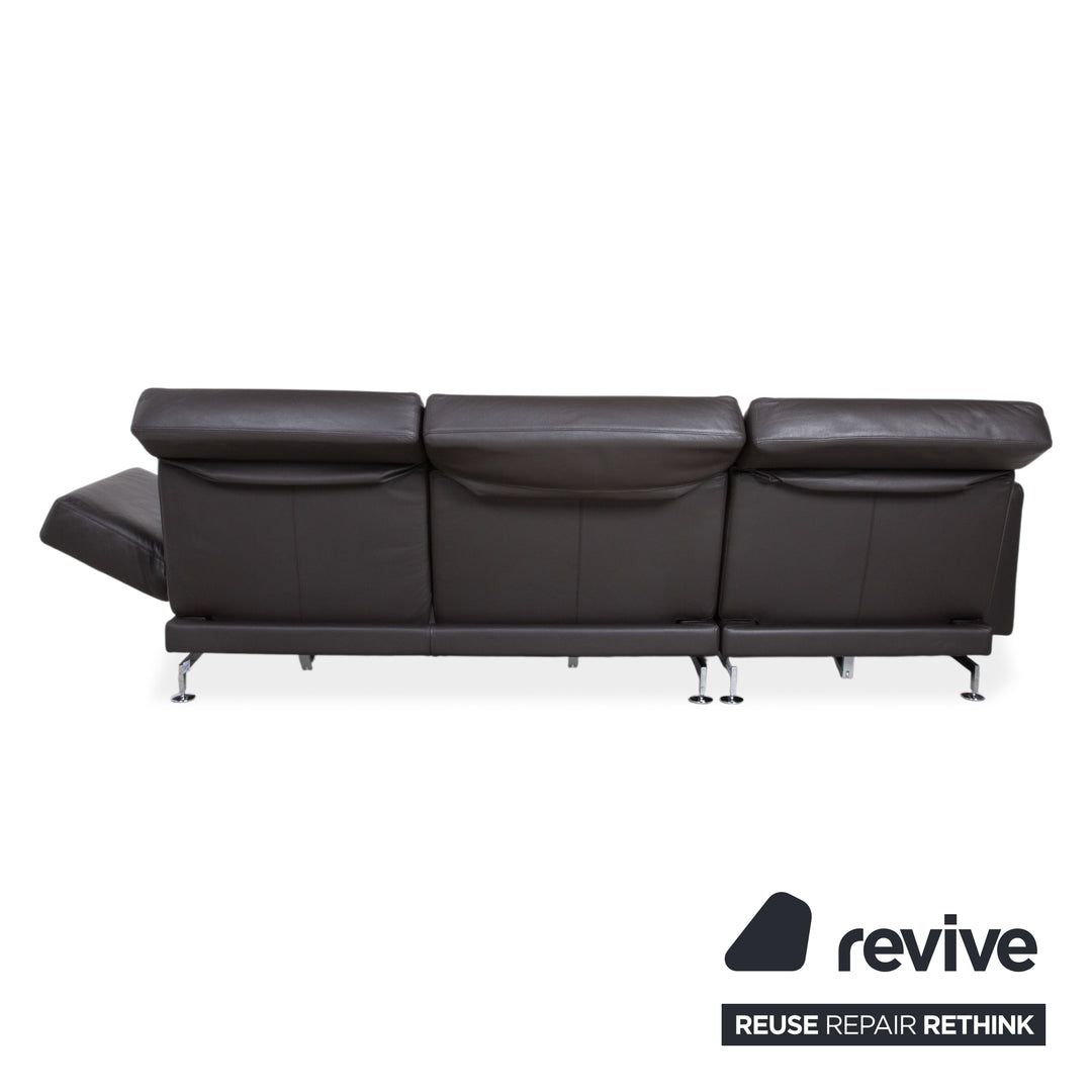 Brühl Moule Leder Chrom Ecksofa Braun Sofa Couch Funktion