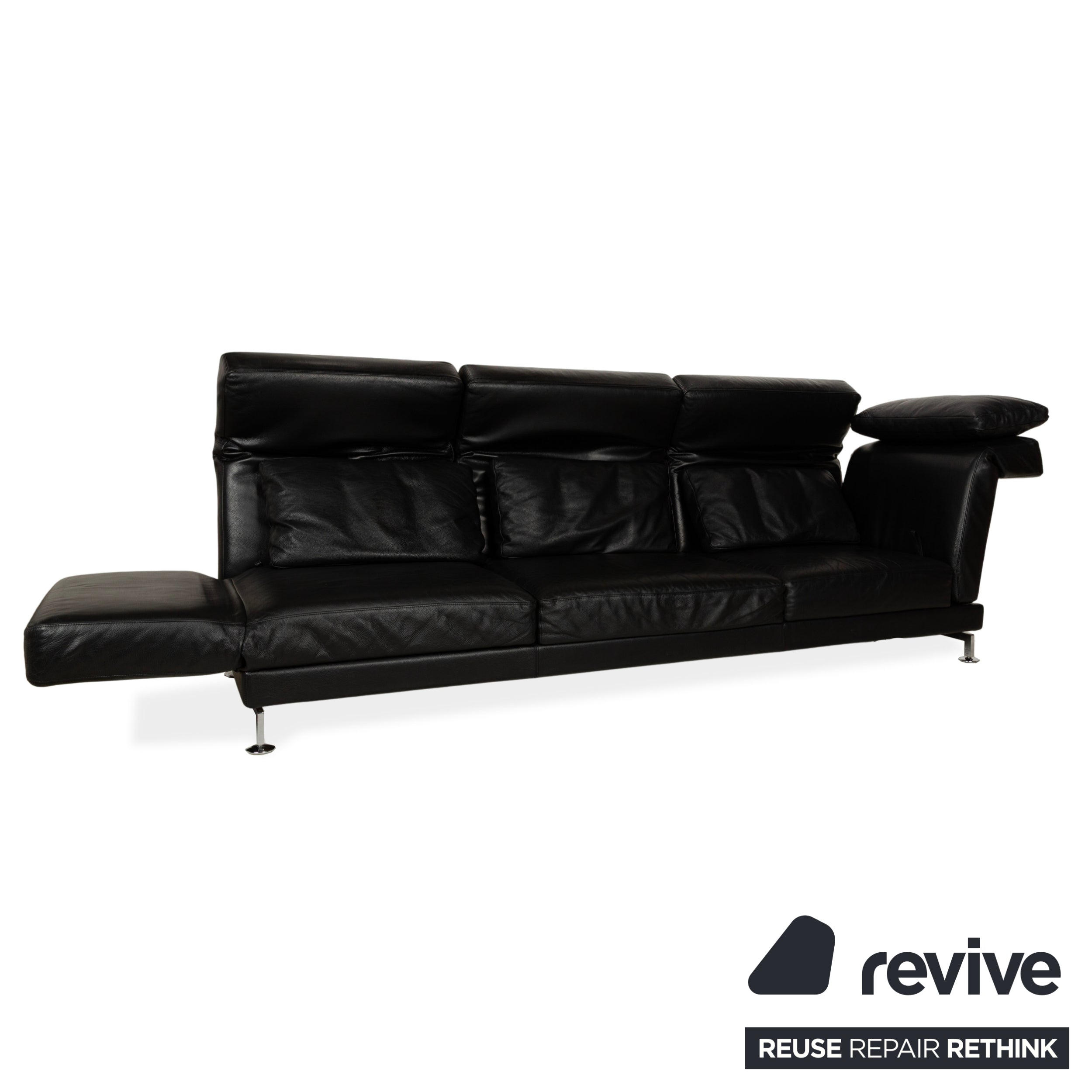 Brühl Moule Leder Dreisitzer Schwarz manuelle Funktion Sofa Couch
