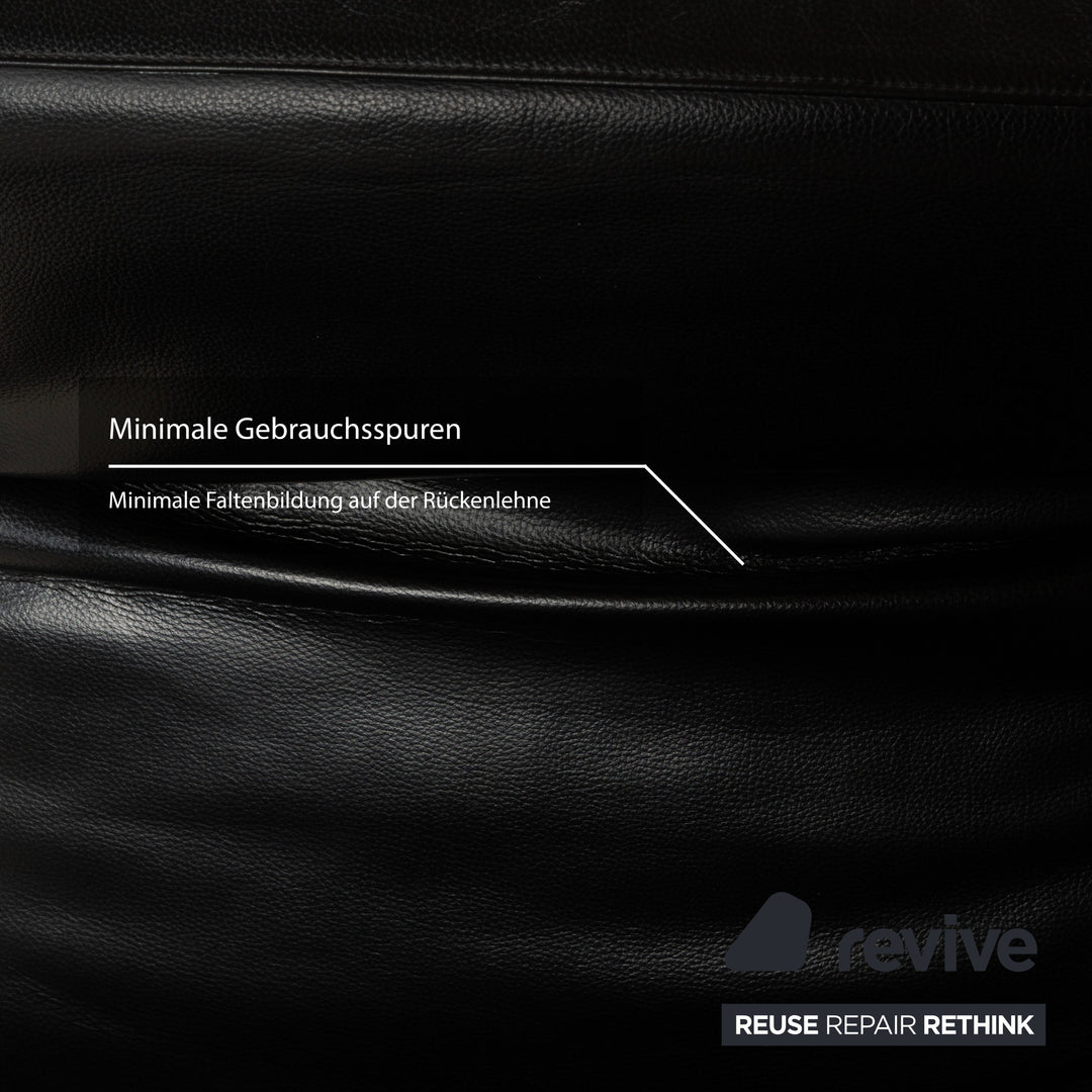 Brühl Moule Leder Dreisitzer Schwarz Sofa Couch mit Sessel manuelle Funktion