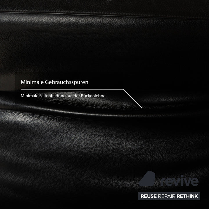 Brühl Moule Leder Dreisitzer Schwarz Sofa Couch mit Sessel manuelle Funktion