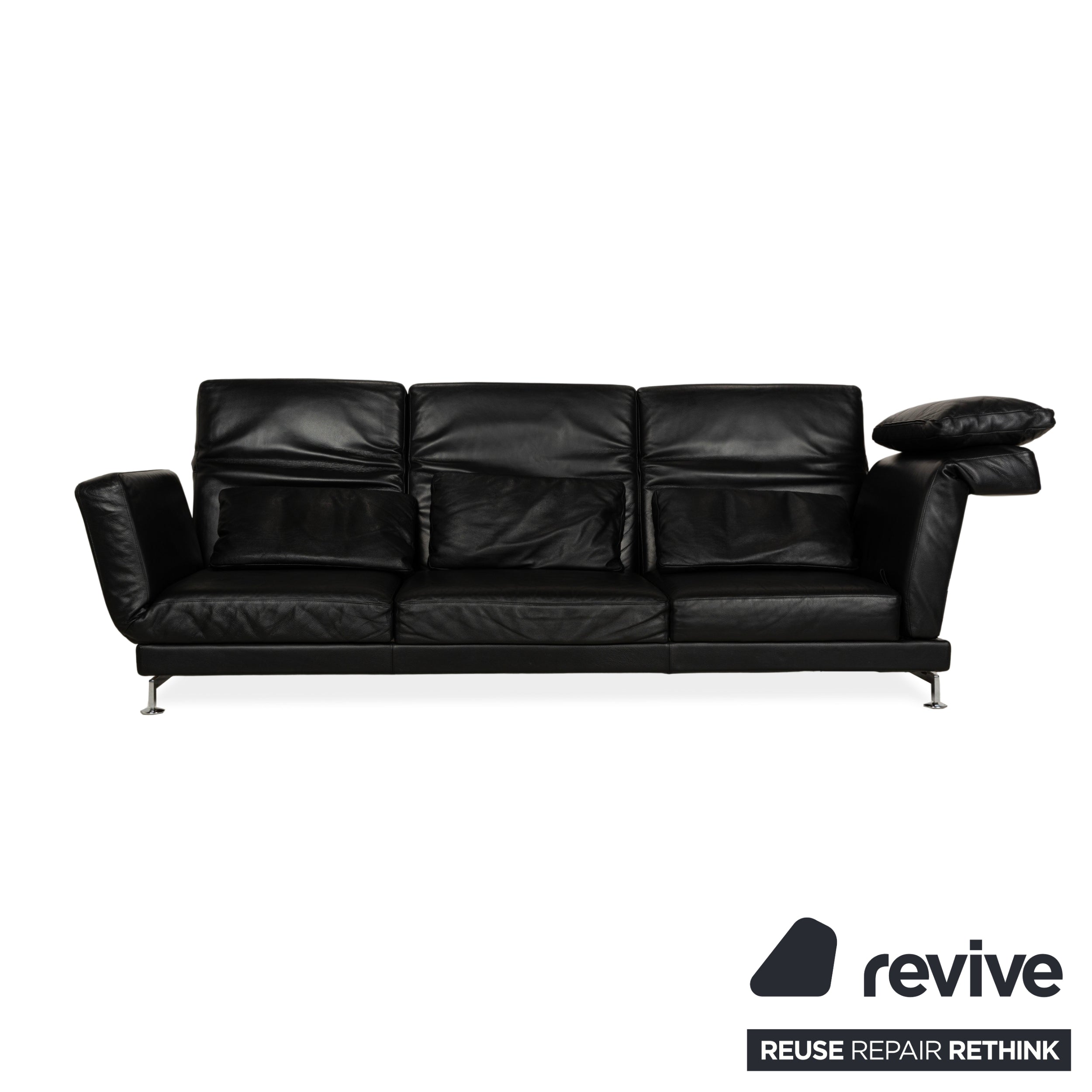 Brühl Moule Leder Dreisitzer Schwarz manuelle Funktion Sofa Couch