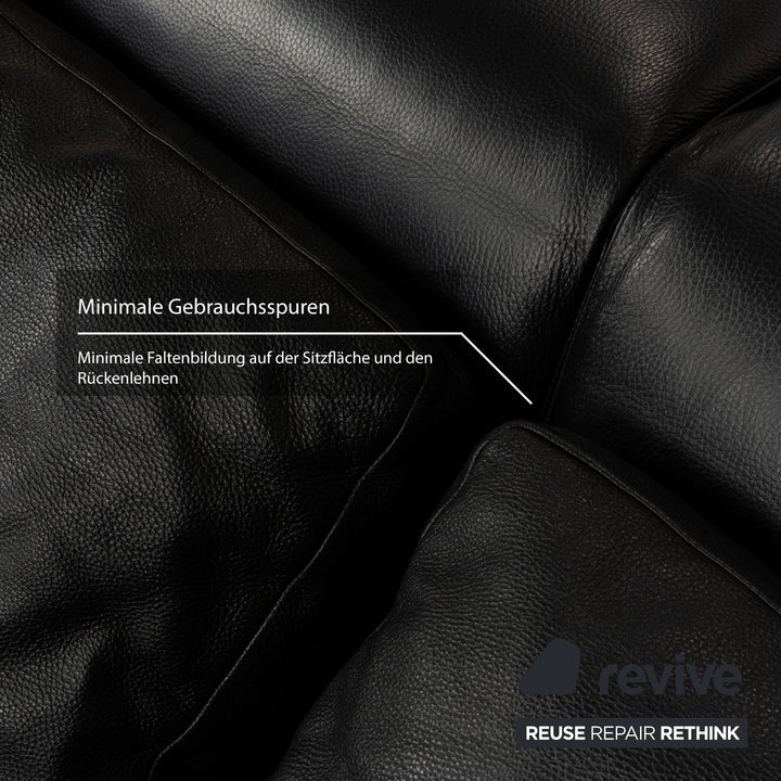 Brühl Moule Leder Dreisitzer Schwarz Sofa Couch mit Sessel manuelle Funktion
